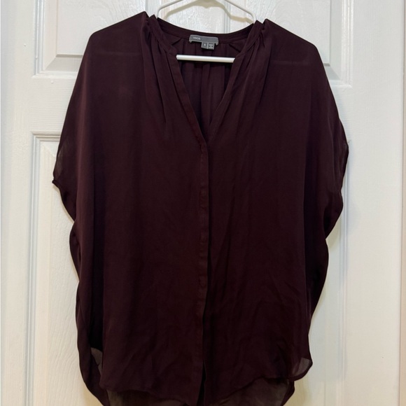 Vince Red Dolman Sleeve Blouse with Mandarin Collar - Picture 1 of 9